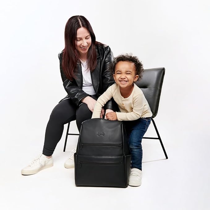 Itzy Ritzy Eras Diaper Bag Backpack – Large Capacity Sleek Daddy Diaper Bag for Men Featuring Neutral Design, 15 Pockets, Changing Pad, Stroller Straps, and Comfortable Backpack Straps, Black