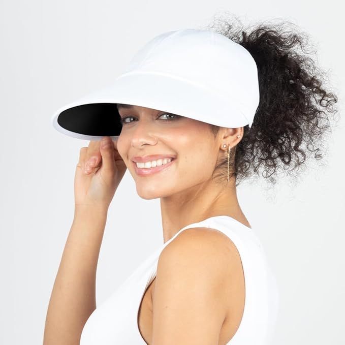 Ponyflo Sunblocker Wide Brim Hat - Oprah Awards Best Sun Hat - UV 50 Protection - Ponytail Sunhat for Women