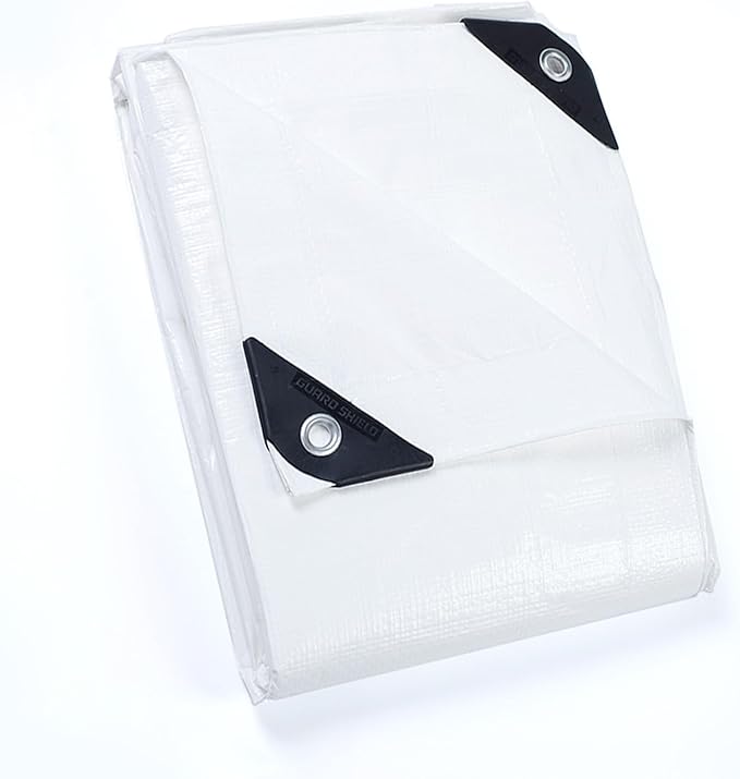 GUARD SHIELD Tarp White 9x15 Feet Multi Purpose Waterproof Poly Tarp Cover 5mil