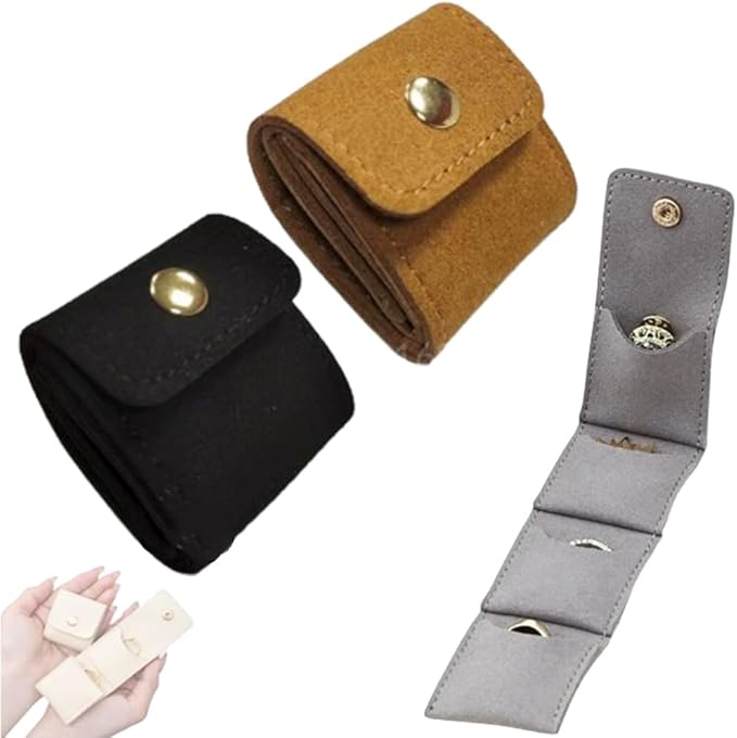Mini Travel Jewelry Bag, 2025 New Travel Jewelry Case Organizer, Portable Foldable Compartment Auxiliary Mini Travel Jewelry Roll Bag With Buckle For Small Jewelry Earrings, Rings, Necklaces (A)
