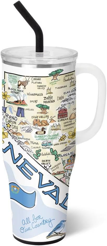 Swig Life 40oz Mega Mug, 40oz Tumbler with Handle and Straw, Extra Large Insulated Tumblers, Cup Holder Friendly Travel Mug (Nevada)