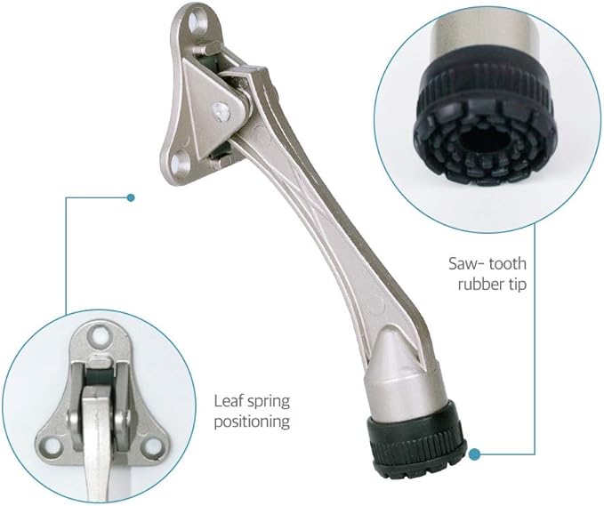 Door Stopper, Kick Down Door Stops for Heavy Doors, with Rubber Tip and Spring Lever, Adjustable, Easy to Set Down and Release, 4-Inch, for Wide Doors (4inch x 30pack, Satin Nickel)