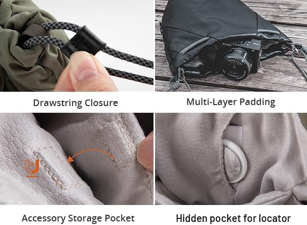 PGYTECH OneGo Small Camera Bag, Cute Drawstring Camera Pouch Handbag Compatible with Mirrorless Cameras/Nikon/Canon/Sony/Fujifilm, for Instax/Action Cameras, Yellow