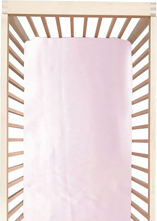 100% Mulberry Silk Crib Sheet for Baby Hair, Standard Crib Mattress Sheet for Boys & Girls, Soft Smooth Breathable Baby Crib Fitted Sheets 28x52, Light Pink