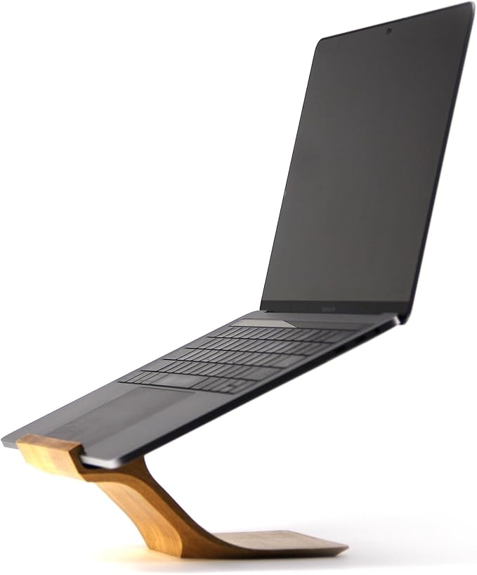XDK Wood Laptop Stand for Desk, Ergonomic Height Riser for Notebook Computer up to 15 Inches, Wooden Holder for MacBook/Aluminum Laptops
