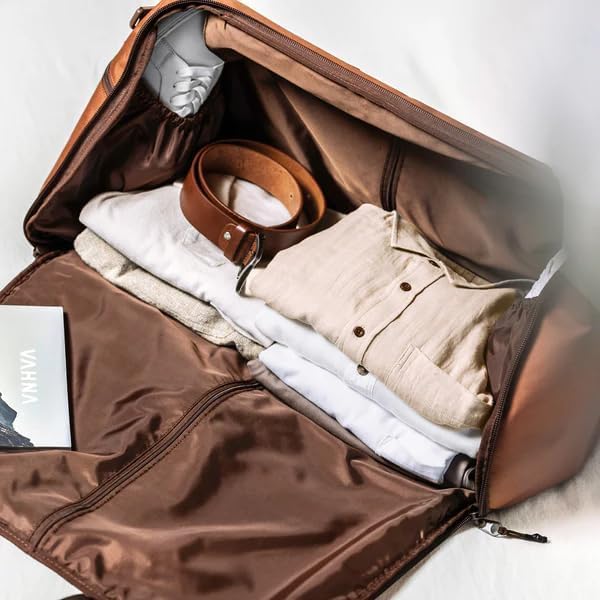 Halfday Convertible 2-in-1 Garment Duffel Weekender Bag 45L | Wrinkle-Free Travel, Hanging Suit Compartment, Shoe Pockets, Trolley Sleeve. Durable & Water-Resistant Carry-On, Terracotta