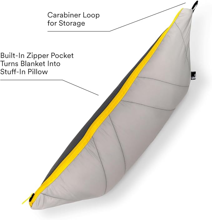 Veer Adventure Blanket - 100% Down Alternative Insulated Outdoor Puffy Blanket for Camping, Beach, Sports/Stadiums, Picnics, or Travel - Built-in Hand Pockets and Zipper Pillow Pocket - Adult Size