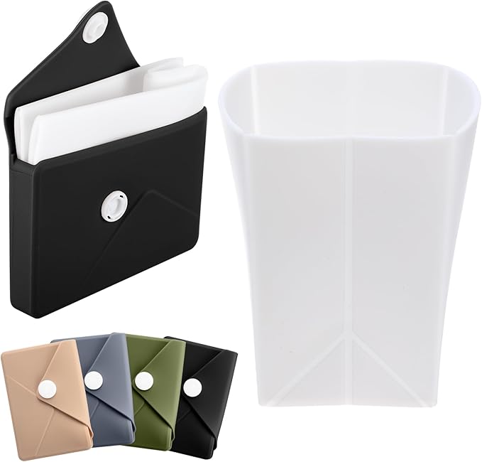 LemonRoad Silicone Folding Camping Cup Card Design Collapsible Silicone Travel Cup Waterproof 250 ml for Camping Outdoors International Travel(Black)