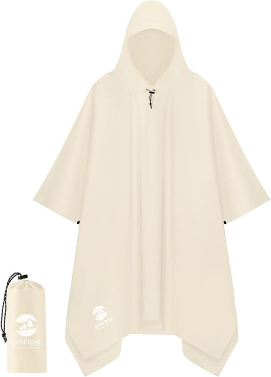 SaphiRose Hooded Rain Poncho Waterproof Raincoat Jacket for Men Women Adults