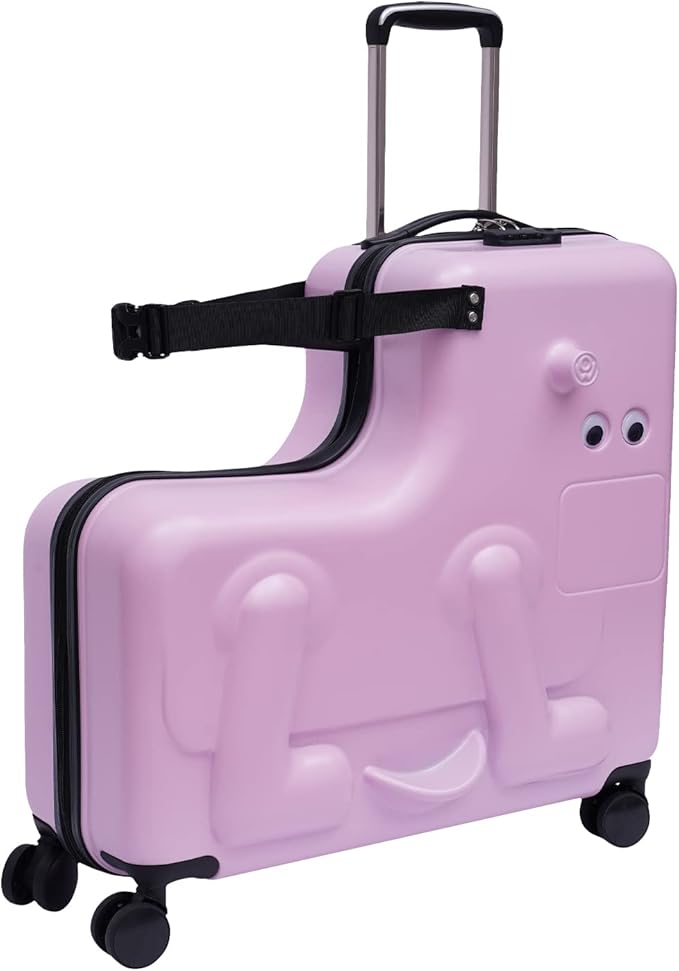 CNCEST 24" Kid's Ride-on Travel Suitcase, Rolling Carry Trolley Luggage with Password Lock, Children's Ride On Trolley Gift (22.4X11.8X23.6")