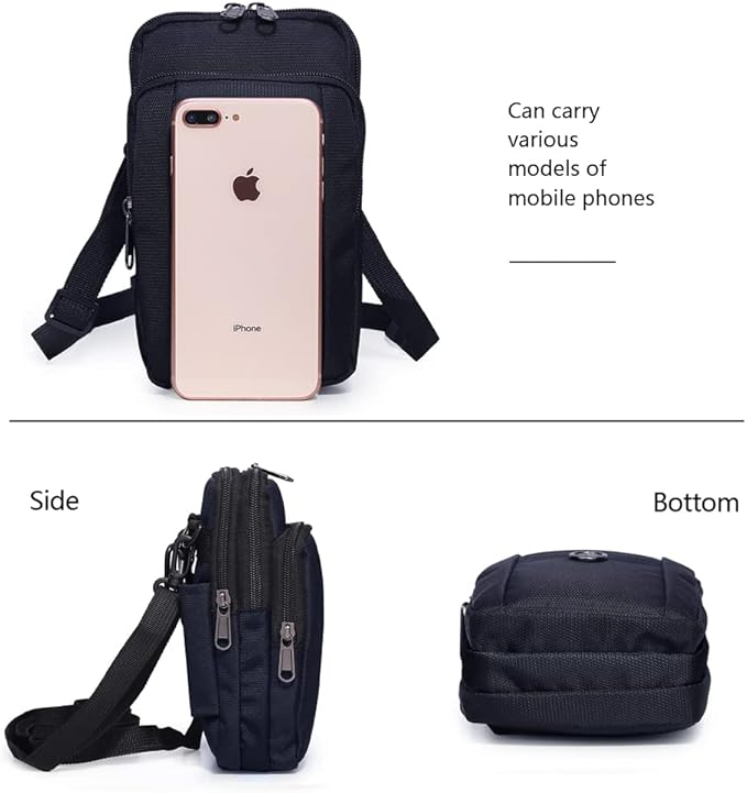 Senient Wolf Waterproof Nylon Multifunctional Phone Crossbody Bag - Small One Shoulder Waist Bag Wallet Travel Passport Case