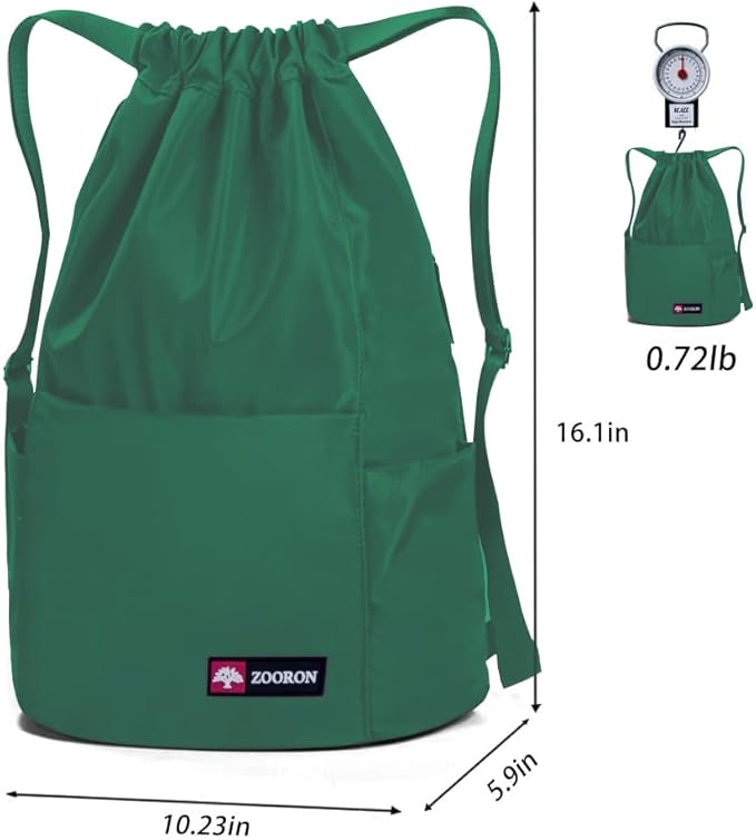 ZOORON Waterproof Drawstring Gym Backpack Bag for Men & Women, Sport Gym Sack Mini Travel Daypack