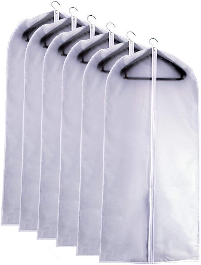 Suit Bags for Closet Storage Garment Bag 24''X40'' Clear Garment Bags for Hanging Clothes (Set of 6) Plastic Waterproof Suit Cover Bag with Zipper for Coats, Jackets, Shirts