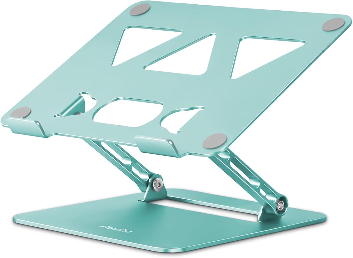 Adjustable Laptop Stand for Desk,Portable Laptop Stand Holder and Riser,Foldable Aluminum Notebook Computer Stands for MacBook Air Pro HP Lenovo Dell Samsung, 10-15.6 inch (Fresh Green)