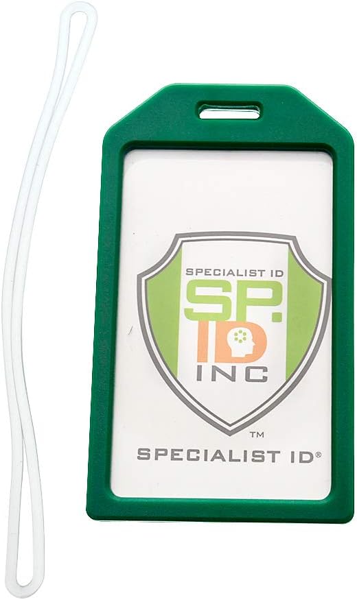 5 Pack - Premium Rigid Airline Luggage Tag Holders with 6" Worm Loops - Heavy Duty Hard Plastic -Suitcase ID Tag Identifiers with Business Card Insert Window by Specialist ID (Green)