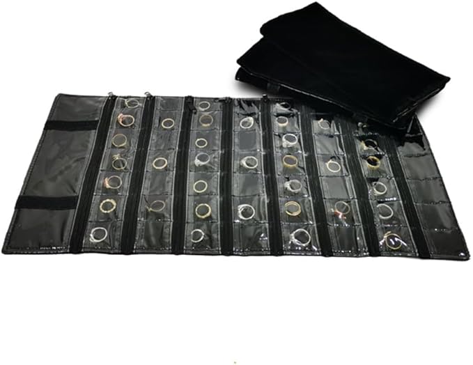 Travel Jewelry Roll Bag Portable Organizer Pouch With Grids&PVC Cover Storage Bags for Necklace, Bracelet, Bracelet,Ring, Badge, Pendant