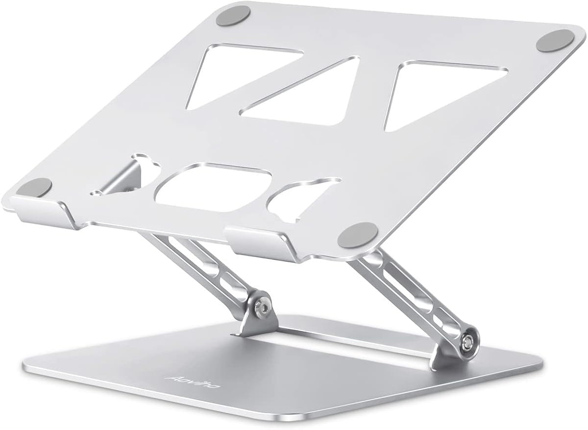 Adjustable Laptop Stand for Desk,Portable Laptop Stand Holder and Riser,Foldable Aluminum Notebook Computer Stands for MacBook Air Pro HP Lenovo Dell Samsung Chromebook, 10-15.6 inch, Silver