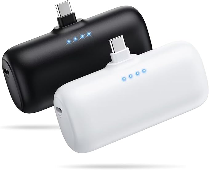 [2-Pack] Mini Portable Charger 5200mAh Power Bank, 3A PD USB C Cell Phone Portable Power, LCD Display Battery Pack Compatible with iPhone 15/15 plus/15 pro/15 pro Max/Android Phone/Samsung etc