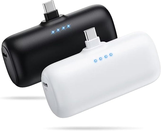 [2-Pack] Mini Portable Charger 5200mAh Power Bank, 3A PD USB C Cell Phone Portable Power, LCD Display Battery Pack Compatible with iPhone 15/15 plus/15 pro/15 pro Max/Android Phone/Samsung etc
