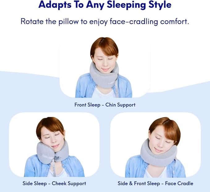 C CUSHION LAB Travel Pillow, Award-Winning Patented Ergonomic Design for Chin & Neck Support Memory Foam Neck Pillow, Compact Airplane Pillow for Traveling, Flight, Car (Hunter Green, Medium)