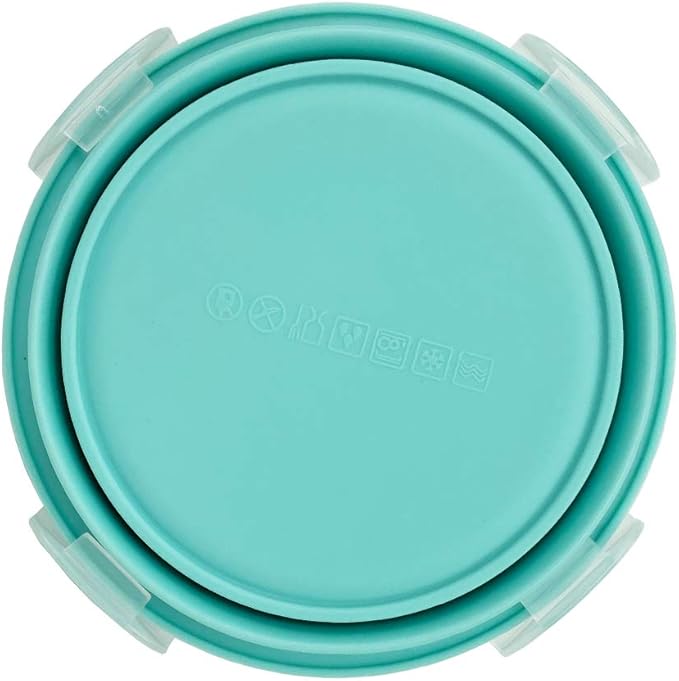 Collapsible Bowl Silicone Collapsible Container Food Storage Containers Collapsible Camping Bowl for Travel Camping Hiking with Airtight Plastic Lids and 2Pack Silicone Dish Sponges- Blue, 800ml