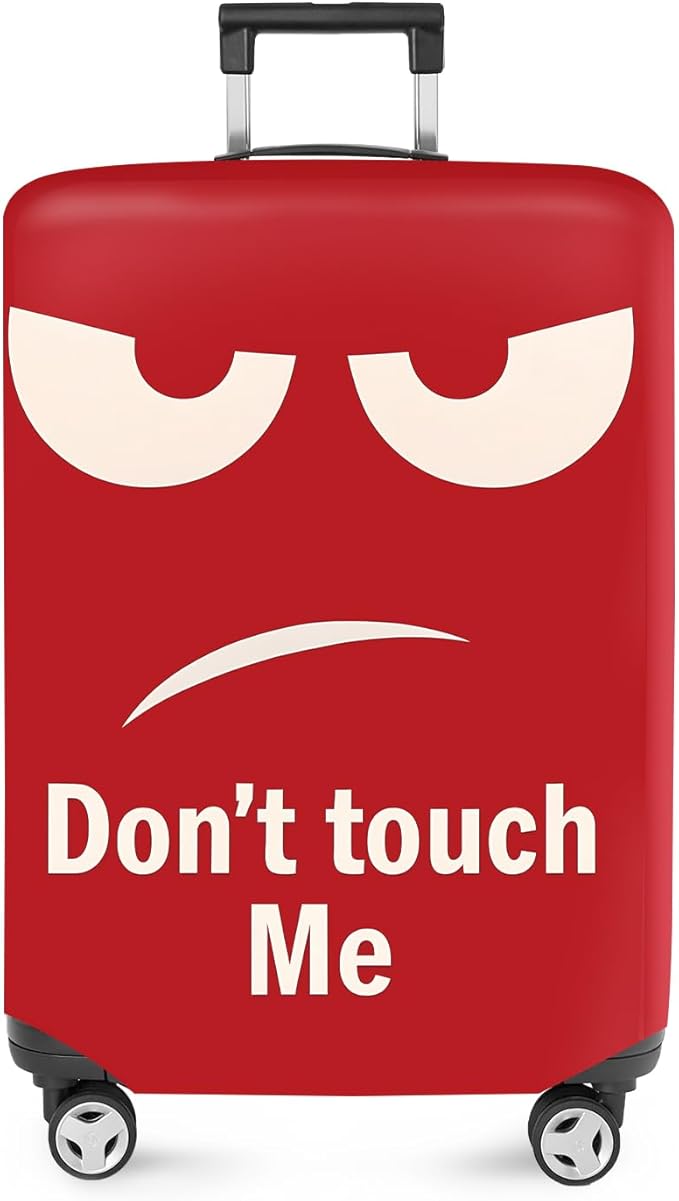 ANNA QUEEN Funny Luggage Cover, Don't Touch Me Red Face Design, Stretchable, Washable Travel Protector for 24-26 Inch Luggage