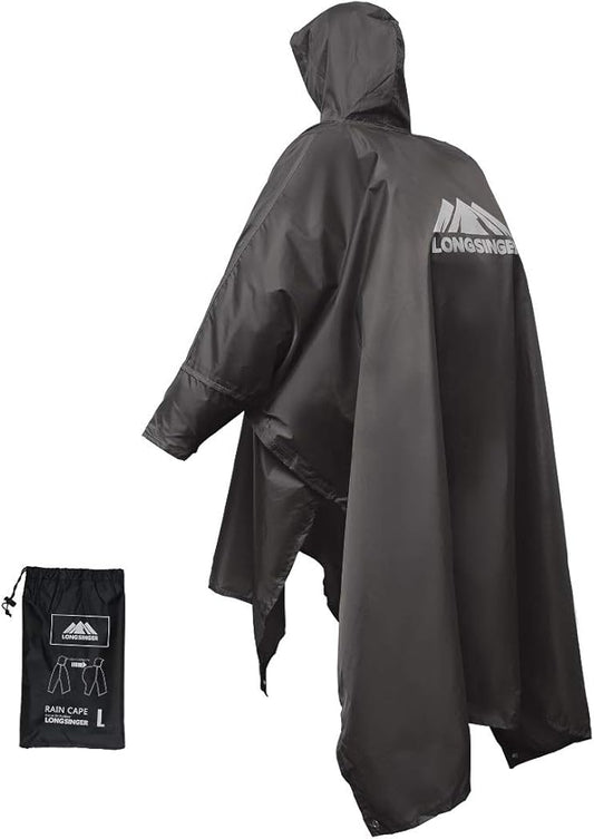 longsinger Rain Poncho for Adult, Waterproof Rain Poncho with Hood and Sleeve, Ideal for Hiking, Hunting, Camping