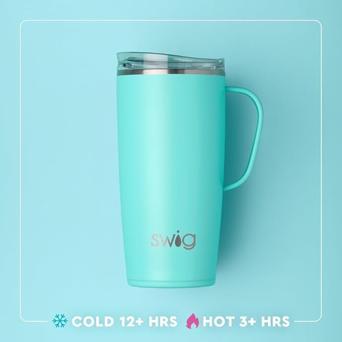 Swig Life 22oz Travel Mug, Insulated Tumbler with Handle and Lid, Travel Coffee Mug, Cup Holder Friendly, Stainless Steel 22 oz Tumbler, Reusable Insulated with Lid (Indiana)