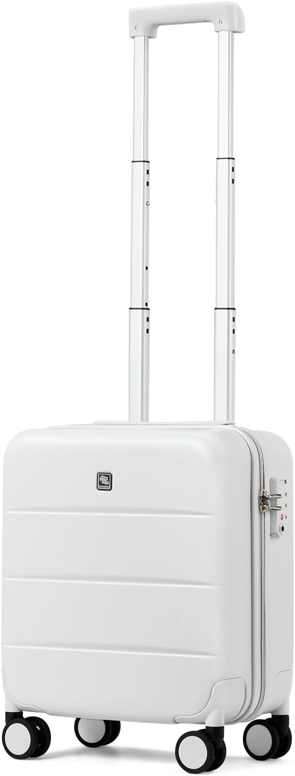 Hanke 16 Inch Underseat Carry On Luggage with Spinner Wheels Hard Shell Suitcases Mini Small Carry On Bag for Airline Approved TSA Luggage Lightweight Travel Suit Case(Smoke White)