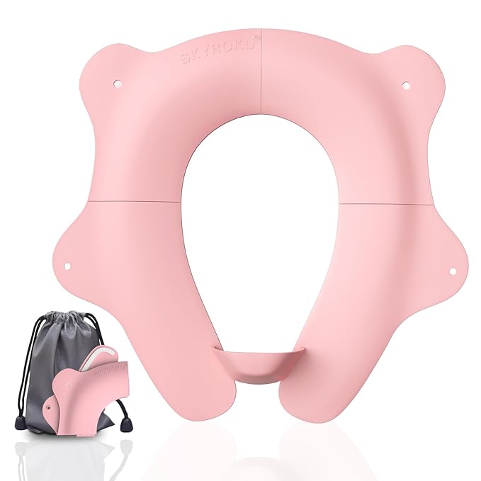 SKYROKU Foldable Kids Toilet Seat – Portable & Anti-Slip Travel Potty Training Seat for Toddlers,Safety material Baby Toilet Seat, Easy Clean & Compact for Home, Daycare, Grandparents House (Ages 2-6)