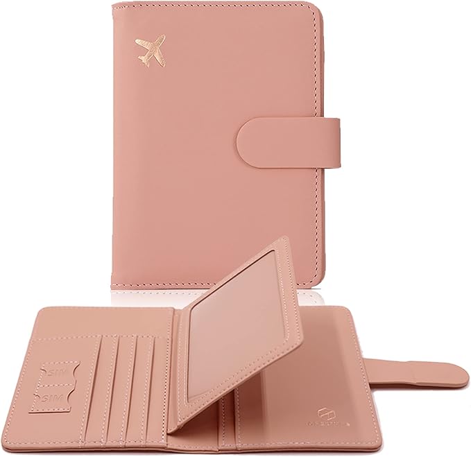 Melsbrinna Rfid Passport Holder for Travel women/Men, Cute Passport Wallet Rfid Blocking Card Slots, Rfid Passport Cover/CaseTravel Wallet, Passport Book Holder (1, Pink)