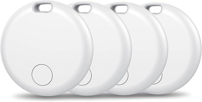 Air Tracker Tags-4 Pack: Smart Bluetooth Tracker, Item Finder Works with Apple Find My (iOS Only) App, Trakcer Tag Locator for Keys, Luggage, Satchel, Backpack etc. (Not for Android Devices)
