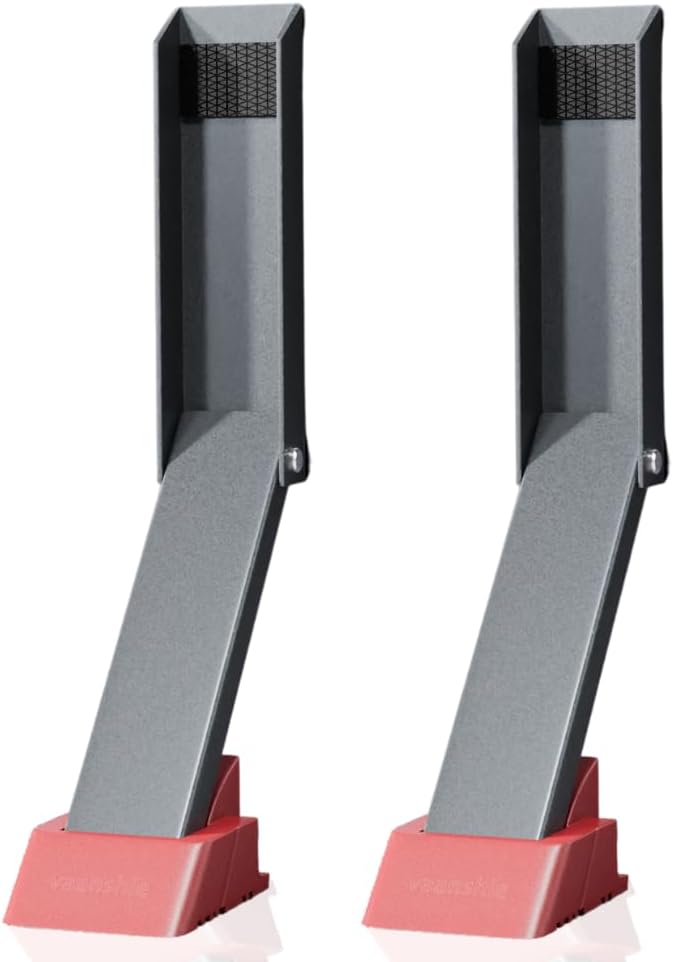 2 Pack Door Stop, No Drill Door Stoppers - - Kickdown Doorstop for Home, Glass Doors, & Outdoors, Easy to Install Doors with Self Adhesive Door Stopper, No Screw Flip Down Portable Door Stopper - Gray