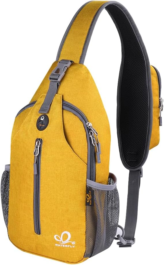 WATERFLY Crossbody Sling Backpack Sling Bag Travel Hiking Chest Bag Daypack
