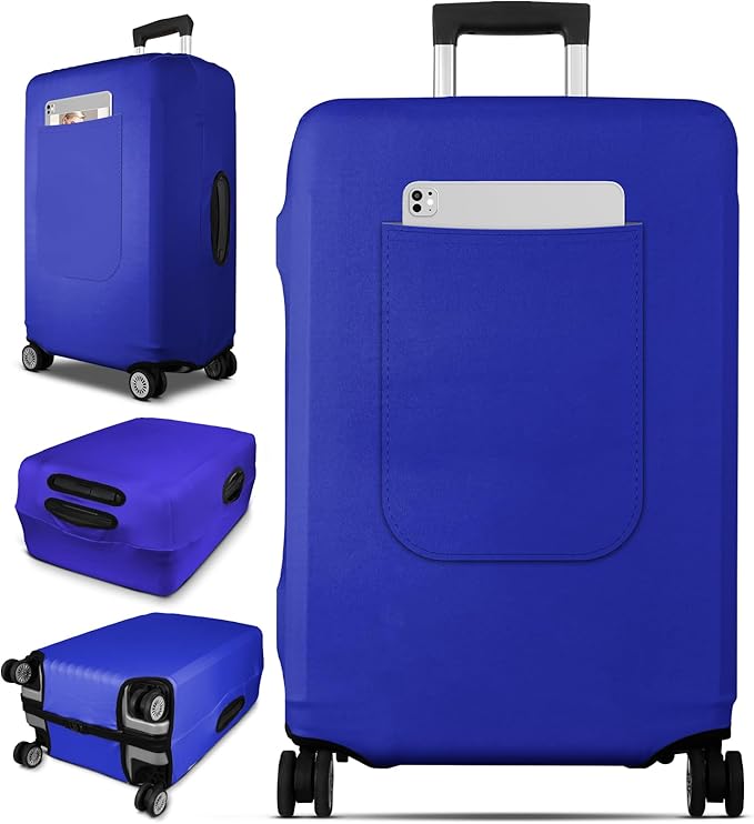 Slohif Luggage Cover for Suitcase Tsa Approved Protector - Luggage Sleeve Suit Case Cover Travel Stretch Large Baggage Case Protective Washable Fit 26-28 Inch Blue