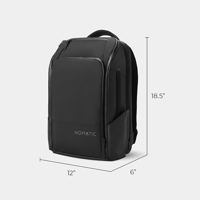NOMATIC Travel Pack - 20L Water Resistant Laptop Bag - TSA-Ready Expandable Black Backpack