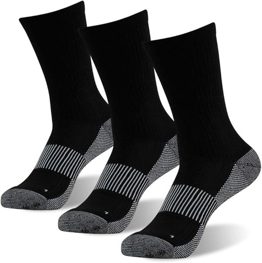 FOOTPLUS Hiking Copper Compression Socks,Unisex Cushioned Sole Arch Support Athletic Crew Running Socks