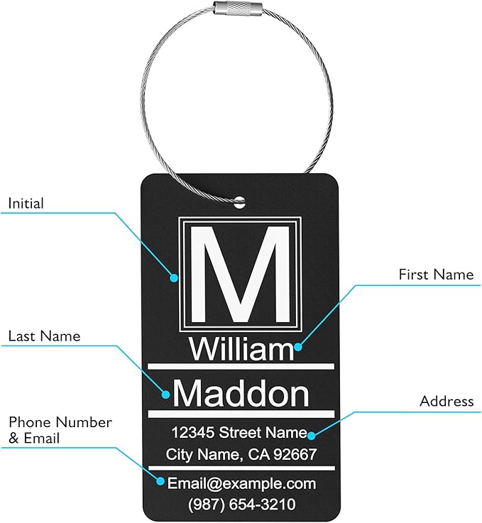 Luggage Tags for Suitcase - Personalized Engraved Metal Tag for Cruise Travel - Custom Name Tags Suitable for Bags and Backpacks Oranges