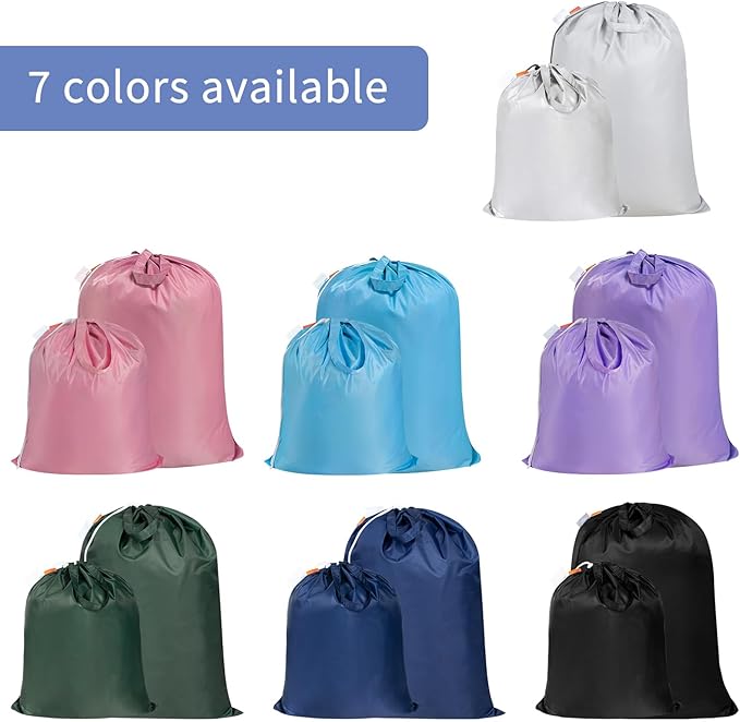 Polecasa Heavy Duty Large Laundry Bag with 130gsm Tear Resistant Fabric, ID Tag and Handles, Easy to Carry Dirty Clothes Drawstring Bag, Perfect for College Dorm, Travel, 28”x36”, Black
