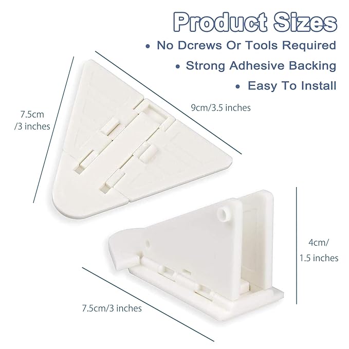 6-Pack Sliding Door Locks for Baby Safety, Viaky Child Cabinet Proofing Strong Adhesive Safety Latch for Sliding Closet/Shower/Patio/Window/Wardrobe (White)
