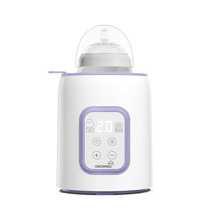 GROWNSY Bottle Warmer, 8-in-1 Fast Baby Bottle Warmer for Breastmilk or Formula, Smart Temperature Control and Automatic Shut-Off Milk Warmer, Baby Essentials for Newborn- Purple