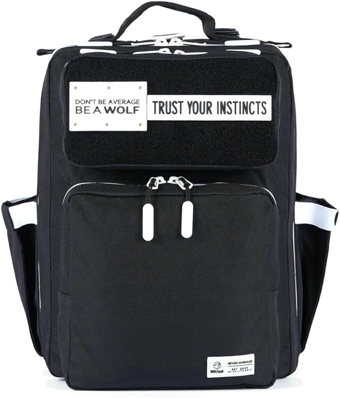 WOLFpak 15L Backpack - Alpha Black White Accents - Slim Everyday Carry Backpack for Men & Women, Water-Resistant Minimalist Daypack for Laptop & Travel