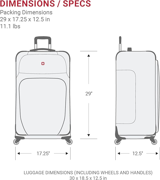 SwissGear Sion Softside Expandable Luggage, Black, Checked-Large 29-Inch