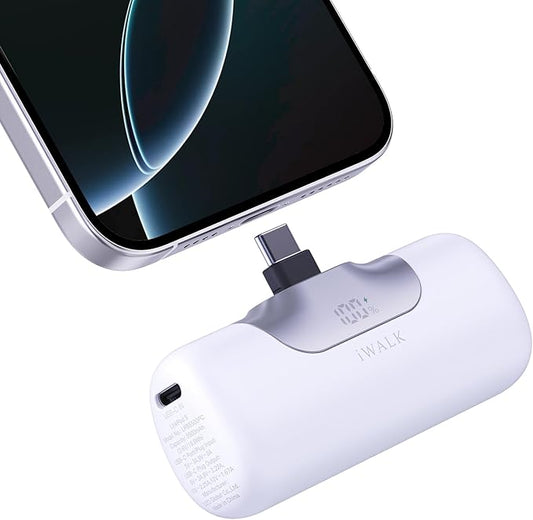 iWALK Portable Charger 5500mAh Next-Gen Small Power Bank 22.5W Fast Charging Battery USB-C Portable Phone Charger for iPhone 16/15 16 Plus 16 Pro Max iPad, Samsung Galaxy S25 S24 S23 Android, White