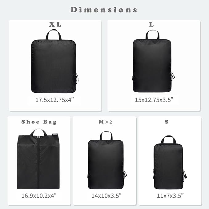 BAGAIL 6 Set Ultralight Compression Packing Cubes Packing Organizer for Travel Accessories Luggage Suitcase Backpack