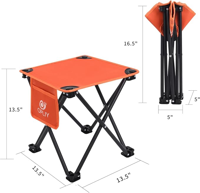 Opliy Camping Stool, Folding Small Chair Portable Camp Stool for Camping Fishing Hiking Gardening and Beach, Camping Seat with Carry Bag (Orange)
