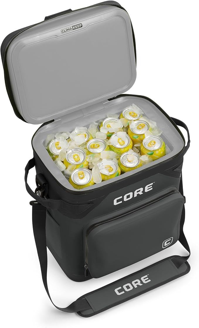 CORE Magnetic Leak Proof Soft Cooler with Waterproof Zipper | Insulated Bag Portable Ice Chest Box | Best Soft Cooler for Food & Beverages for Tailgating, Car Camping, Travel, and Family Beach Picnics