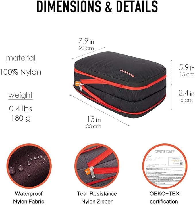 Bee Nesting Waterproof Compression Packing Cubes,Travel Packing organizers for Carry on Luggage,Backpacking, Suitcases