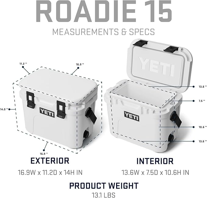 YETI Roadie 15 Hard Cooler with DoubleDuty Shoulder Strap