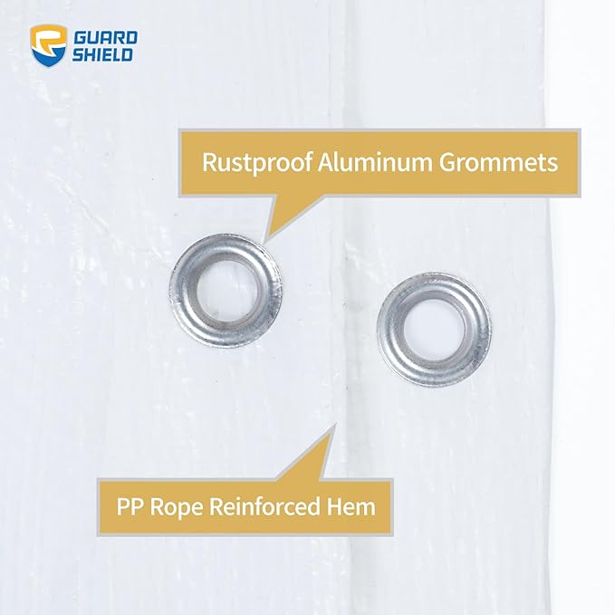 GUARD SHIELD Tarp White 10x10 Feet Multi Purpose Waterproof Poly Tarp Cover 5mil (2-Pack)